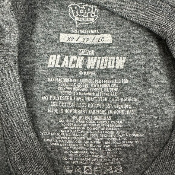 Marvel Black Widow Pop Tees T Shirt Size XS Graphic Unisex Charcoal Gray - Picture 3 of 3